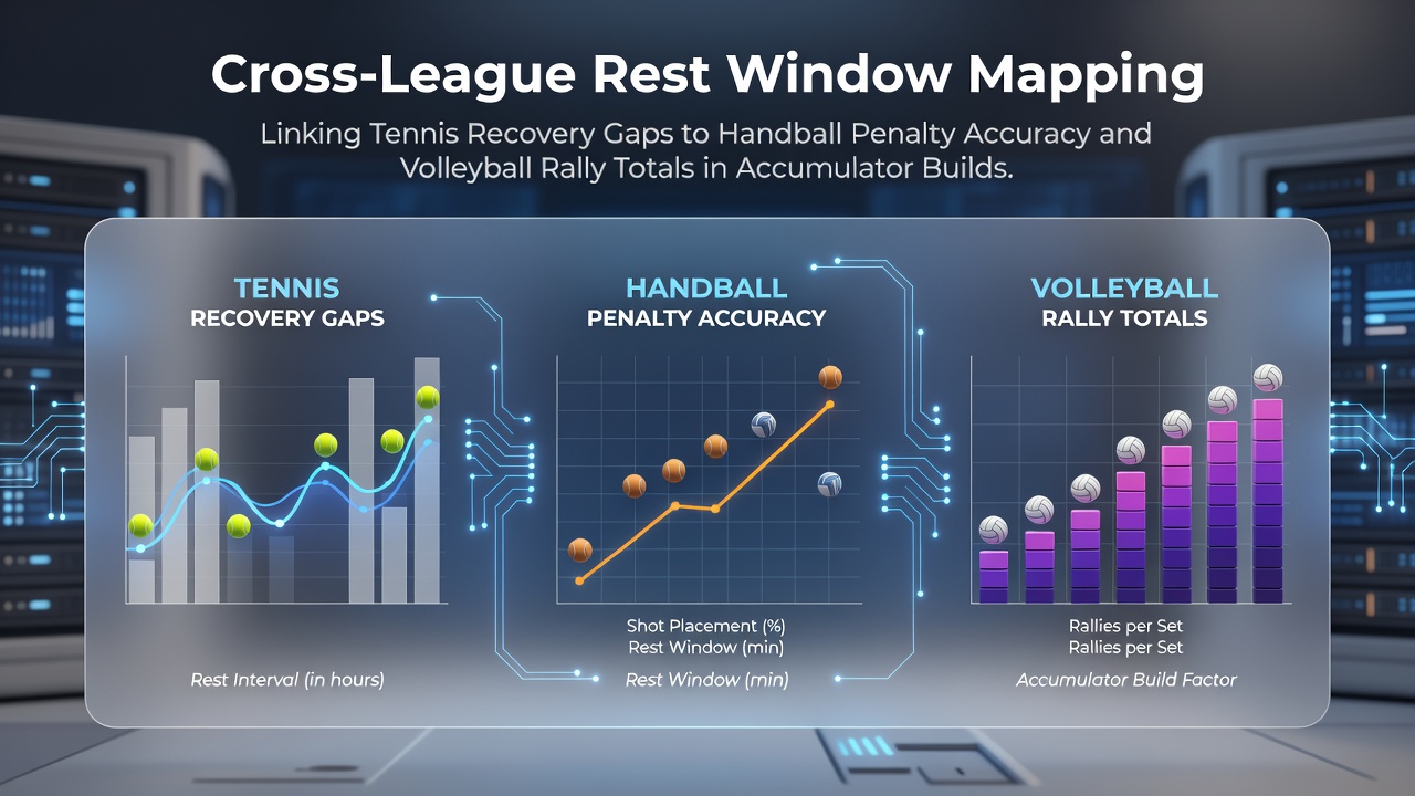 Diagramm zur Verknüpfung von Erholungszeiten im Tennis mit Leistungsdaten in Handball und Volleyball für Wett-Akkumulatoren