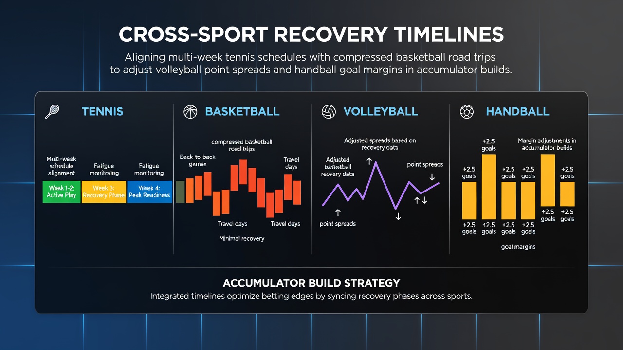 Grafik zu Erholungszeiten und Zeitplänen in Tennis sowie Basketball mit Auswirkungen auf Volleyball und Handball