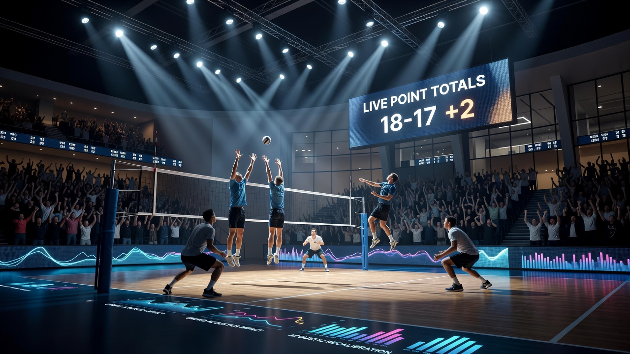 Zuschauermenge und Lichtverhältnisse bei einem Basketball-Spiel