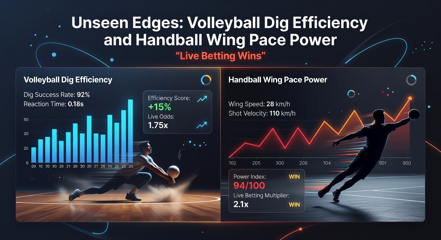 Handball-Flügelspieler im vollen Tempo, der mit Power am Torwart vorbeizieht, Stadionatmosphäre im Hintergrund